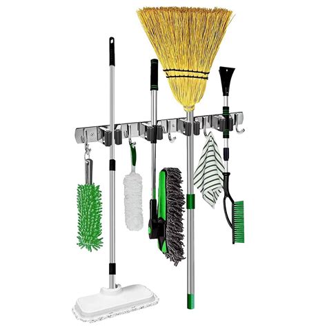 WFX Utility™ Painesville 4 Racks 5 Hooks Broom Holder Wall Mounted ...
