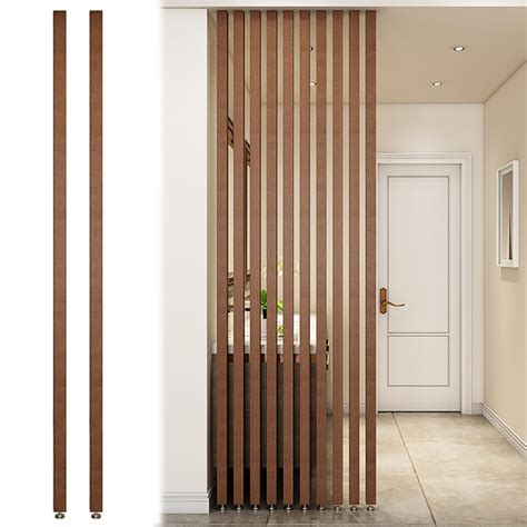 Wall Partition Room Divider Floor To Ceiling Wooden Slats Screen ...