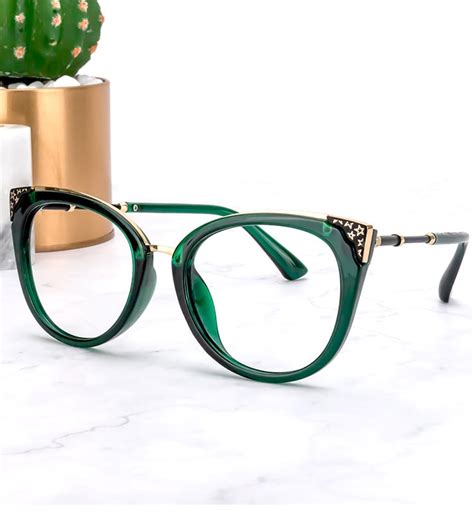 Dalton Cat Eye Dark Green Frame Glasses | Zeelool