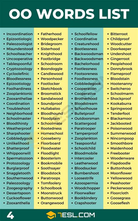 OO Words (790 Words in English) • 7ESL