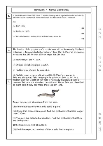 Image result for Normal Distribution Exam Questions