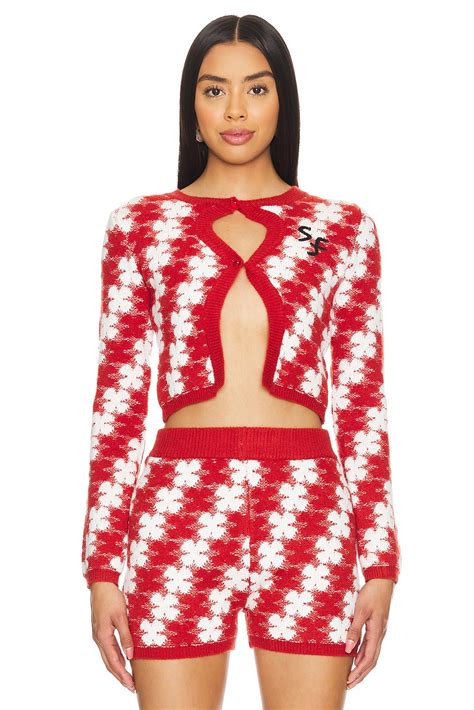Susan Fang Heart Clover Cardigan in Red | REVOLVE