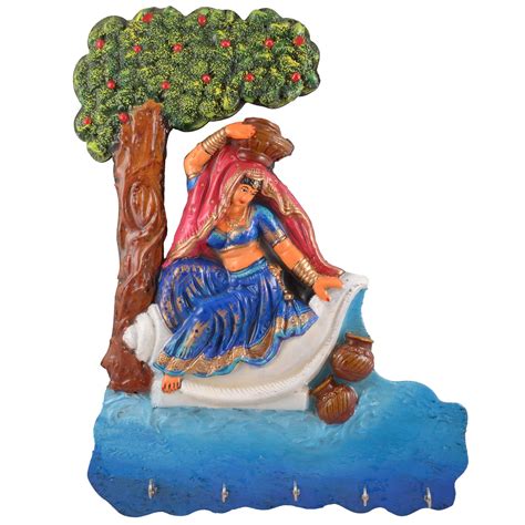 Buy TBR Wood and Mural Work Radha Keyholder Multi Color(TBRM003 ) 18 X ...