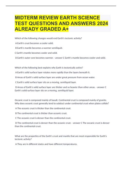 Image result for Earth Science Review Questions