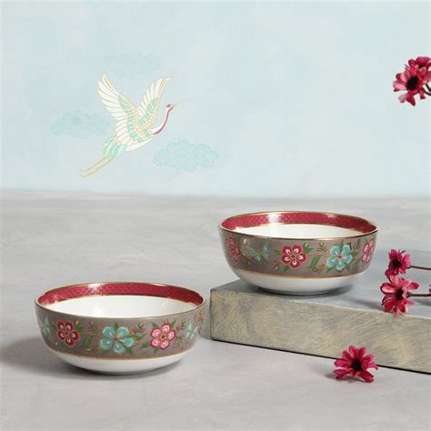 Buy Taashi Dinner Plate & Side Plate At Kainaat Design