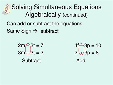 Solve Algebraically the Simultaneous Equations 的图像结果