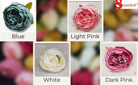 Buy SATYAM KRAFT 6 Pcs Artificial Fabric Rose Flower Heads | Handmade ...