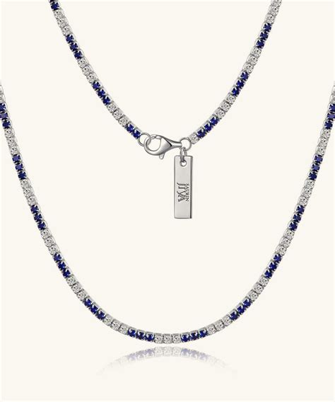 24K Gold Blue & White Tennis Chain - 2mm