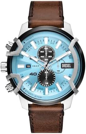 Diesel Leather Analog Blue Dial Men Watch-Dz4656, Brown Band : Amazon ...