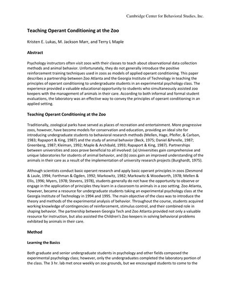 PDF Télécharger animal conditioning examples Gratuit PDF | PDFprof.com