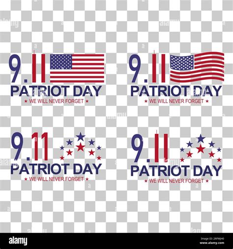 Set of Patriot american day 9.11. Memorial day symbol background, We ...