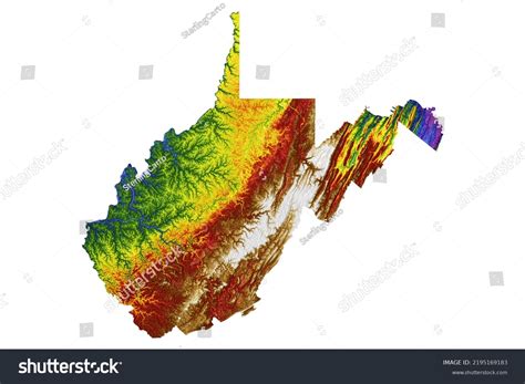 West Virginia Color Elevation Map On Stock Photo 2195169183 | Shutterstock