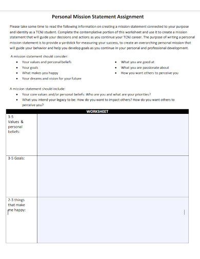 8+ Personal Mission Statement Examples to Download