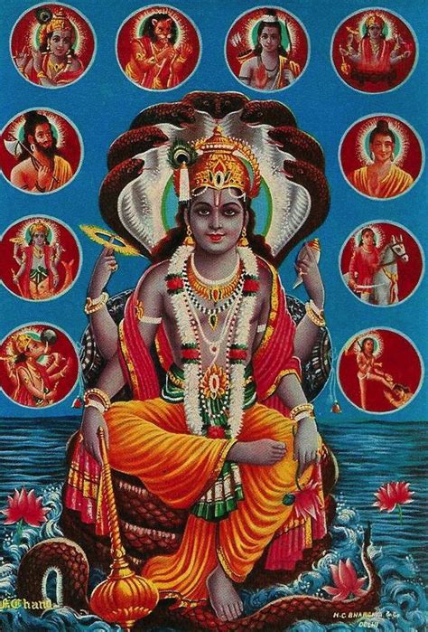 Lord Vishnu with the Ten Avatars | Hindu gods, Vishnu, Lord vishnu images