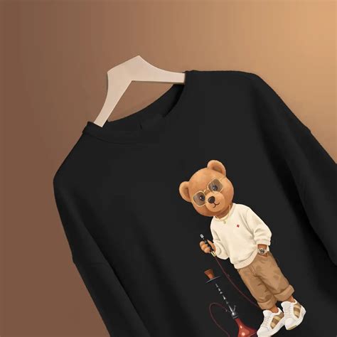 Hookah Puffer Teddy Black Oversized Sweatshirt (Heavyweight) – Lazy Hippos