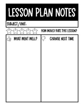 Image result for Lesson Plan Teachers Notes Examples