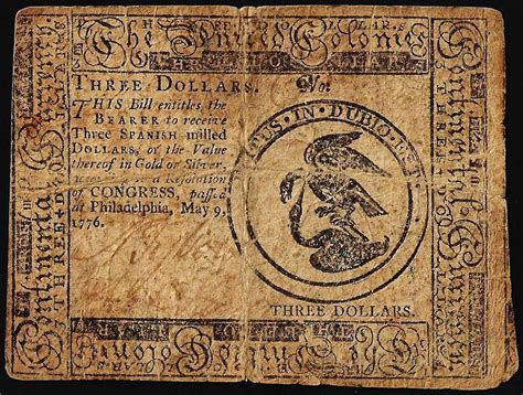 May 9, 1776 $3 Continental Currency Note