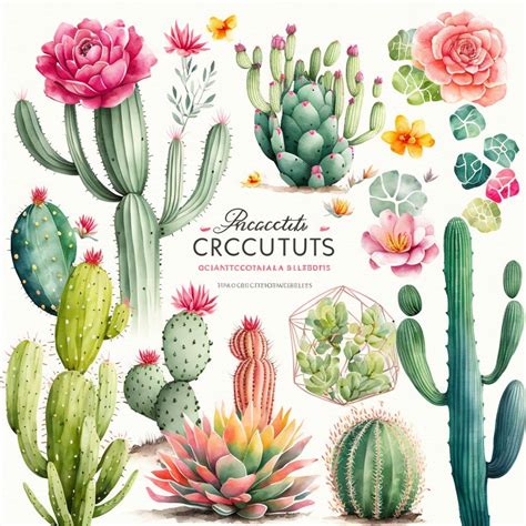Cactus Clipart Watercolor Cacti Clip Art Summer Clipart Hand Painted ...