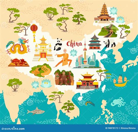 Illustrated Map Of China Vector Illustration | CartoonDealer.com #98878212