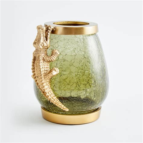 Buy Tropical Embellished Crocodile Glass Oval Vase from Home Centre at ...