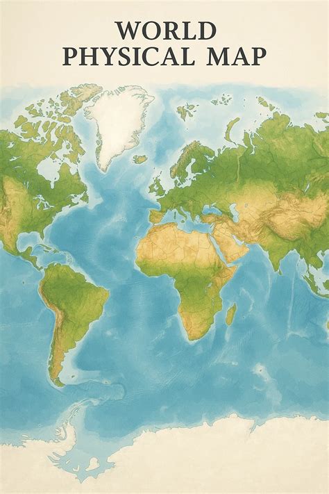 World Map with Physical Features 的图像结果