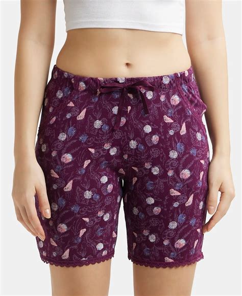 Buy Micro Modal Cotton Relaxed Fit Printed Shorts with Side Pockets ...