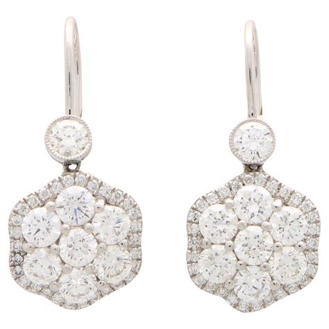 Diamond Pink Gold Cluster Drop Earrings at 1stDibs | diamond cluster ...