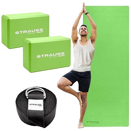 STRAUSS Yoga Starter Kit (1 Yoga Mat, 2 Yoga Blocks, 1 Yoga Belt ...