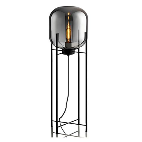 Modern Black Floor Lamp, White Glass Shade, Rocker Switch, E26/E27 Bulb ...
