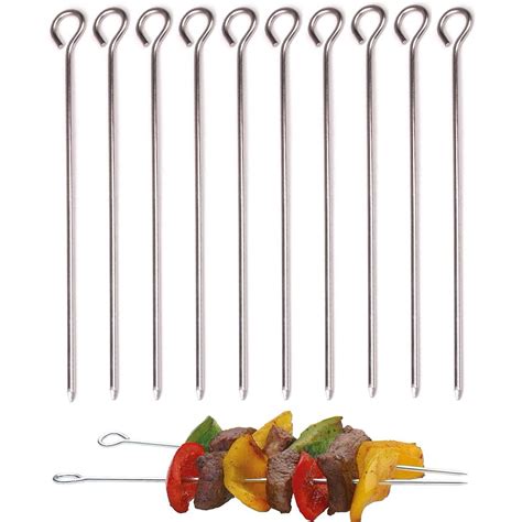 Kabob Skewers, Set of 10, 12" Shish Kabob Skewers for Grilling ...