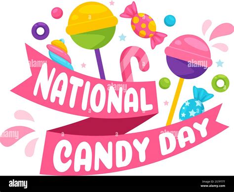 National Candy Day Vector Illustration with Different Types of Candies ...