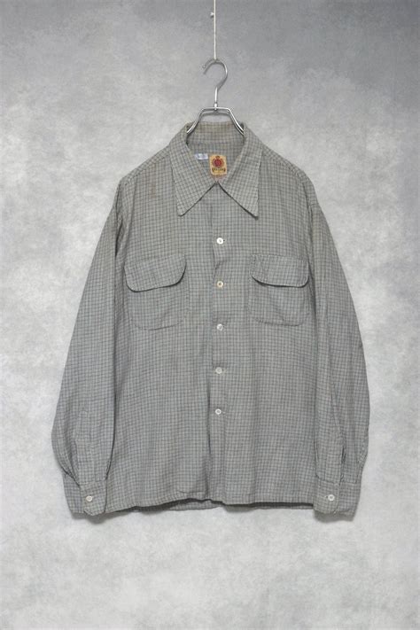 40〜50s rayon houndstooth pattern shirts / size L | " YEAH " used ...