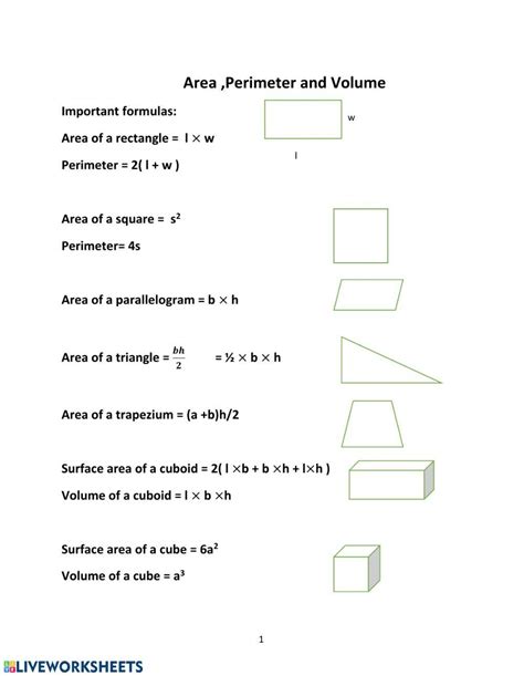 Image result for Math Area and Perimeter Formulas