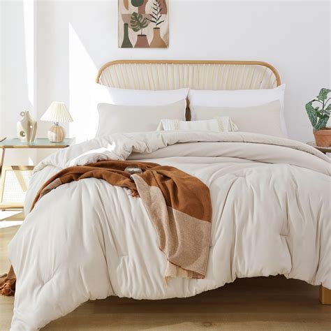 ROSGONIA California King Comforter Set Beige, 3pcs Bedding Comforters ...