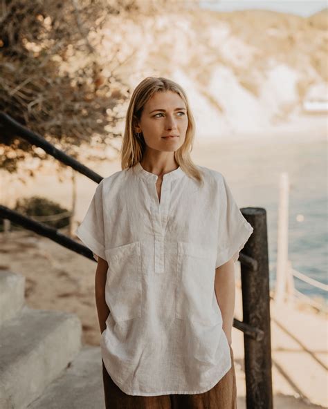 White Linen Blouses White 100% Linen Long Sleeve Shirt | Gap