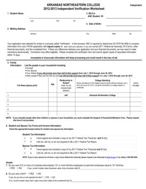 Fillable Online anc Independent Student Verification Form - Arkansas ...
