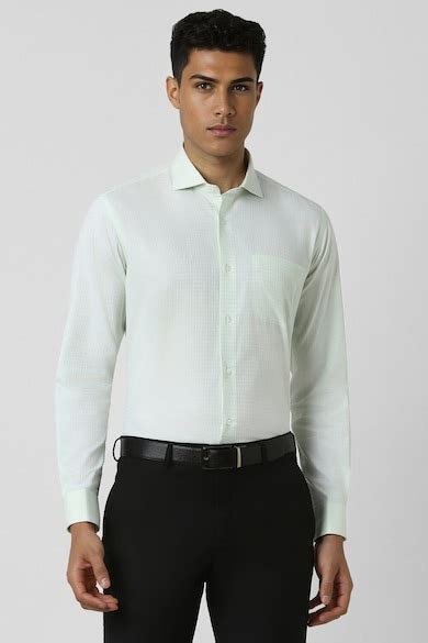 Buy Men Green Regular Fit Solid Full Sleeves Formal Shirt Online ...