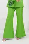 Buy Green Twill, Cotton Beads, Applique Arfia Embroidered Blazer And ...
