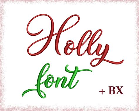 Christmas Cursive Embroidery Font Holly , Machine Embroidery Design ...