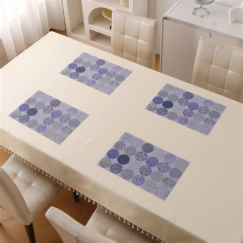 Color Splash PVC Mats for Dining Table, Abstract Disc - Lavender Blue ...