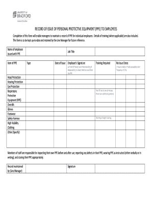 Employee PPE Issue Record Form - Fill Out, Sign & Share Online | pdfFiller