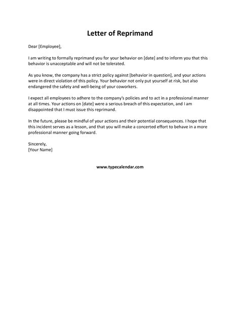 61+ Free Printable Letter Of Reprimand Templates [Word] Example