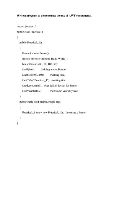 AJP Practical (1 To 15) - Write a program to demonstrate the use of AWT ...