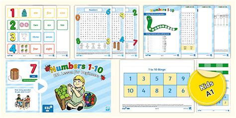 ESL Numbers 1-10 Lesson Plan [Kids, A1] (teacher made)