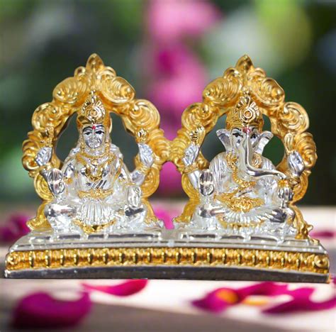 Gold & Silver Plated Lakshmi Ganesha Idol – Bhakti Samagri