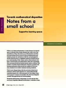 Towards mathematical disposition notes from a small school supportive ...