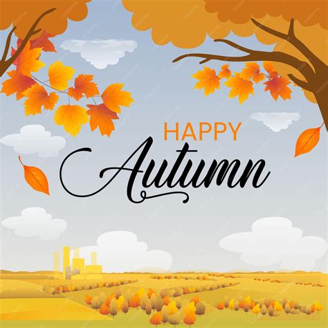Premium Vector | Happy autumn season social media post template design