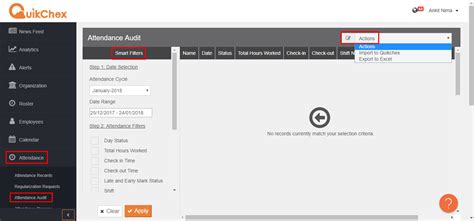 How can I filter employees' attendance records by status, late marks ...