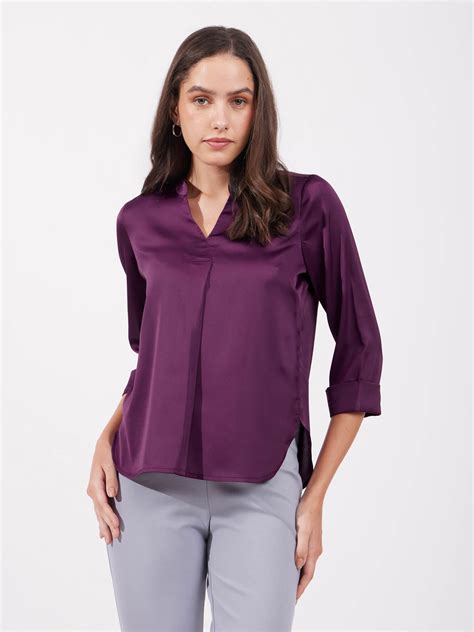 Buy Burgandy Satin Pleated Top Online | FableStreet