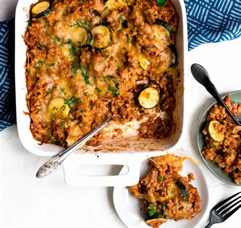 Make-Ahead Cheesy Zucchini and Turkey Casserole (gluten-free)